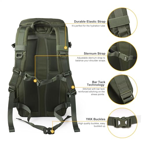 Mardingtop Tactical Backpacks Molle Hiking daypacks for Motorcycle Camping Hiking Military Traveling,25L Backpack - color: Army Green