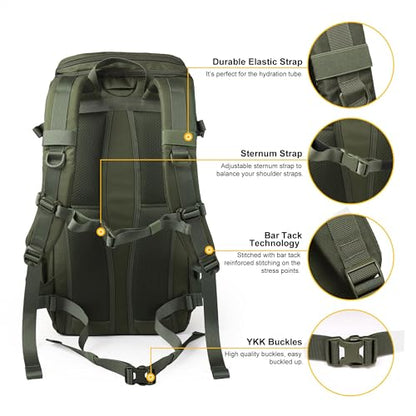 Mardingtop Tactical Backpacks Molle Hiking daypacks for Motorcycle Camping Hiking Military Traveling,25L Backpack - color: Army Green