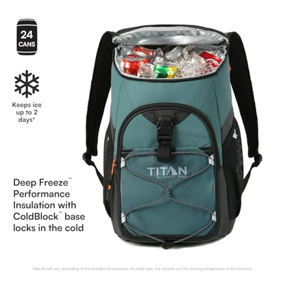 Titan by Arctic Zone Backpack Cooler, Insulated Soft Sided Bag with Leak Proof Lining and Padded Straps, for Lunch, Picnic, and Travel, 24 Can Capacity - color: Jungle Hunt