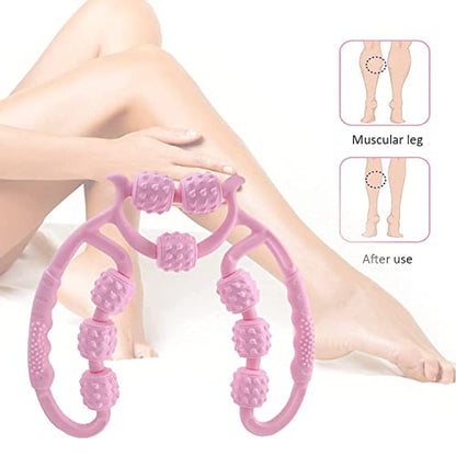 TOMOO 4 Wheels Muscle Roller Massager Circular Leg Clamps-360 ° Muscle Roller for Leg Neck Hand Arm Muscle Relax Massager Indoor Sports Yoga Bodybuilding Equipment (9 Wheel)