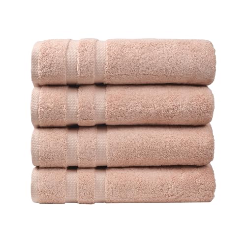 SOFE H&L | Olea Luxury Cotton Turkish Bath Towels Set of 4 Blush | Premium, Soft, Durable, Absorbent | Hotel Quality Plush Towels and Thick Towel Sets - color: Blush, size: Set of 4 - Bath Towel