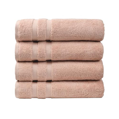 SOFE H&L | Olea Luxury Cotton Turkish Bath Towels Set of 4 Blush | Premium, Soft, Durable, Absorbent | Hotel Quality Plush Towels and Thick Towel Sets - color: Blush, size: Set of 4 - Bath Towel