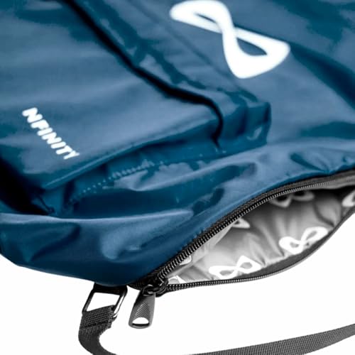 Nfinity Drawstring Backpack Large Capacity Multi-Compartment Cinch Bag - color: Navy Blue