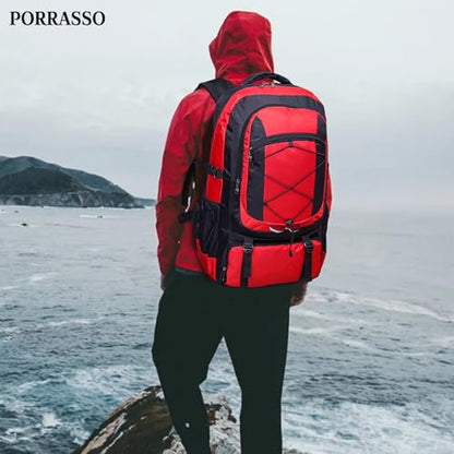 75L Hiking Backpack Trekking Rucksack Waterproof Daypack Durable Backpack for Women Men Camping Climbing Travel Outdoor Sports Red - color: Red
