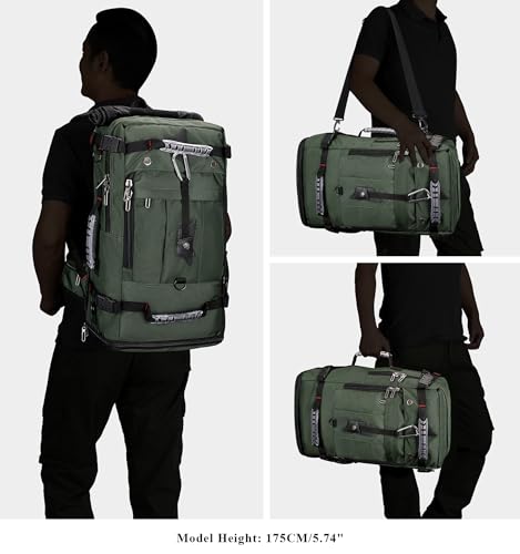 WITZMAN Travel Backpack for Men Large Duffle Luggage Bag Fit 17 Inch Laptop Carry On Bags for Airplane (B681 Army Green) - color: Army Green
