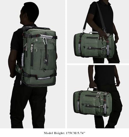 WITZMAN Travel Backpack for Men Large Duffle Luggage Bag Fit 17 Inch Laptop Carry On Bags for Airplane (B681 Army Green) - color: Army Green