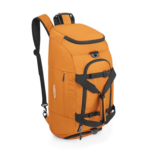40L/70L 3-Way Duffle Bag Gym Sport Duffel Backpack Shoe Compartment | Foldable Packable,Water-resistant Nylon, Large Capacity, for Travel, Weekender, Orange - color: Orange