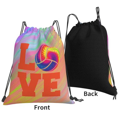 Love Volleyball Unisex Drawstring Backpack Bag Sport Gym Travel Swim Sackpack - color: Love Volleyball3