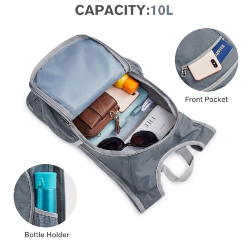 G4Free 10L/15L Hiking Backpack Lightweight Packable Hiking Daypack Small Travel Outdoor Foldable Shoulder Bag - color: Grey Checkered, size: 10L