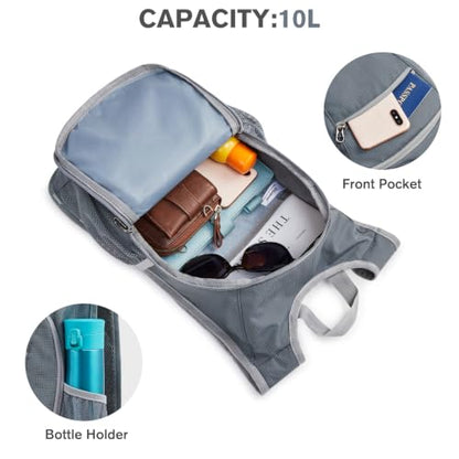 G4Free 10L/15L Hiking Backpack Lightweight Packable Hiking Daypack Small Travel Outdoor Foldable Shoulder Bag - color: Grey Checkered, size: 10L