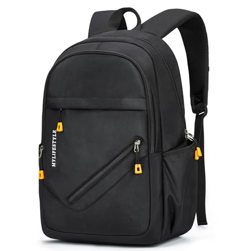 Travel Laptop Backpack, Business Slim Sturdy Water Resistant School Backpack, Gift for Men & Women, Fits 15.6 Inch Notebook - color: Pure Black