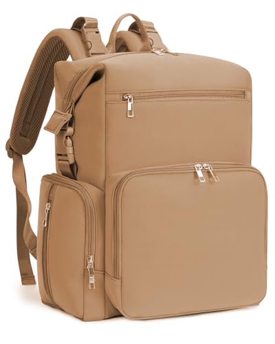 CEI-CEI Neoprene Diaper bag Backpack Waterproof Baby Changing Bags for Mom and Dad with Changing Pad Large Travel Maternity Tote with Insulated Pockets and Organised Compartments (Oat) - color: Oat