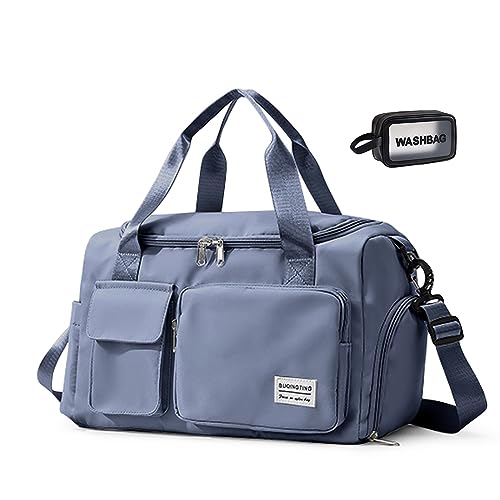 Small Gym Bag for Women, Travel Duffle Bag Carry On Weekender Bag with Shoe Compartment - color: 04#Blue, style: Gym Bag&toiletry Bag