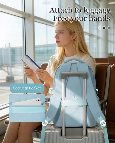 Waterproof Aesthetic Backpack For School, Cute High School Bookbag For Teen Girls Boys, Lightweight Casual Daypack Backpack For Women Men, College Backpack With Lots Of Pockets（Blue） - color: Blue