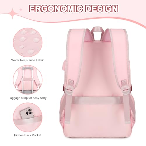 Scothen Backpacks for Girls, Girls Backpack with Lunch Box & Pencil Pouch for Teens Girl Kids Elementary Middle High School College Student Bookbag Daypack Laptop Travel Backpack for Women - color: Pink