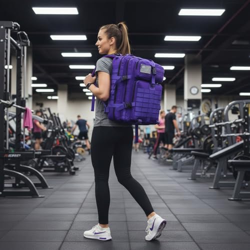 45L Military Tactical Backpack for Men & Women Bug Out Bag Assault pack Molle Daypack Hiking Trekking Rucksack(45L purple) - color: 45l Purple