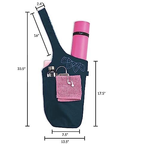Yoga Mat Bag – Versatile Yoga Bag with Mat Straps & Storage Pockets, Holds Yoga & Pilates Mats, Lightweight & Durable - color: Teal 2 Tone