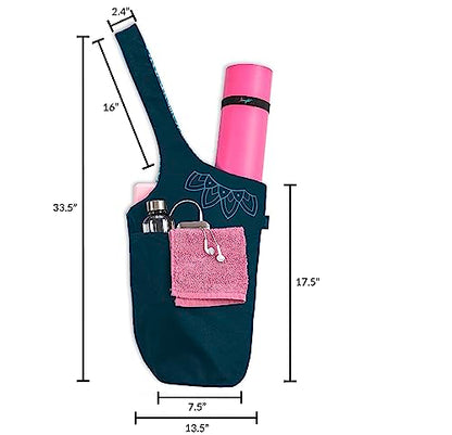 Yoga Mat Bag – Versatile Yoga Bag with Mat Straps & Storage Pockets, Holds Yoga & Pilates Mats, Lightweight & Durable - color: Teal 2 Tone