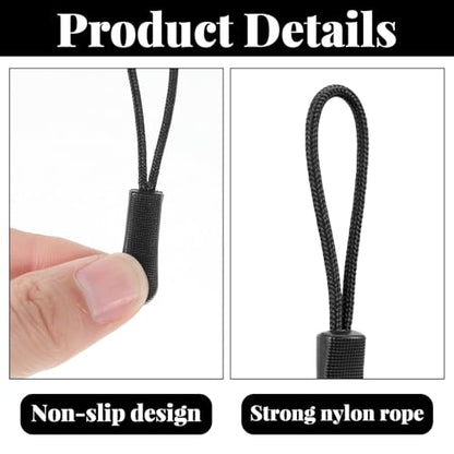 Dplolng 30 Pcs Zipper Pull Replacement,Zippers Pulls Cord Ends Replacement Universal Zipper Extender for Jackets,Backpacks,Pants,Coats, Luggage,Golf Bag,Purses(Black)
