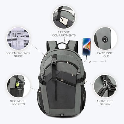 Small Hiking Backpack for Women Men 20L Lightweight Travel Backpack with Phone Pocket Waterproof Daypack for Women Men - color: Grey
