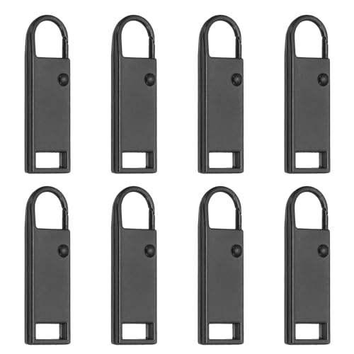uxcell 8Pcs Zipper Pull Replacement, Metal Zipper Handle Mend Fixer Tab Repair for Luggage Suitcase Backpack Jacket Bags Boots Coat Handbags, Black Large - color: Black, size: Large