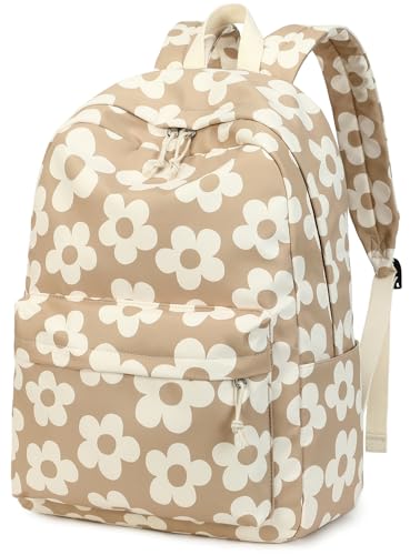 Bluboon School Backpack for Teen Girls Women Laptop Backpack College Bookbags Middle School Travel Work Commuter Back Pack - color: Brown Flower 157
