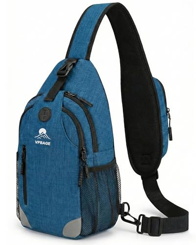 Sling Backpack for Women & Men, Crossbody Travel Bag with Water Bottle Holders, 17 Pockets, Quick-Access Phone Pocket, Hidden Security Pocket, Fits 11" Tablet, for Daily Carry, Travel, Theme Parks - color: I-midnight