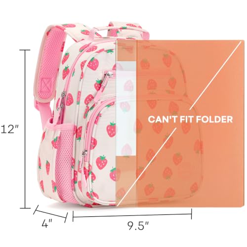 mibasies Toddler Backpacks for Girls 2-4: Little Kid Bookbag for Preschool Prek Daycare Strawberry Pink - color: Strawberry Pink, style: Toddler-12"h(not Fit Folder)