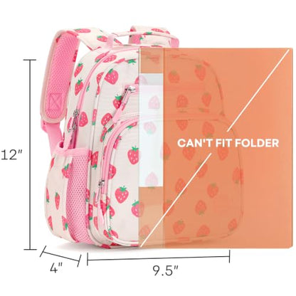 mibasies Toddler Backpacks for Girls 2-4: Little Kid Bookbag for Preschool Prek Daycare Strawberry Pink - color: Strawberry Pink, style: Toddler-12"h(not Fit Folder)