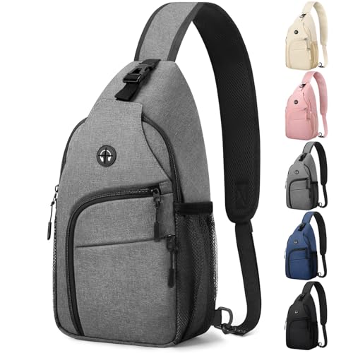 Pritent Crossbody Bags for Women Man Waterproof Sling Bag Backpack Trendy Casual Cross Body Bag with Convertible Shoulder Strap Chest Bag for Camping Hiking Travel Essentials (Grey, Medium) - color: Light Grey, size: Medium