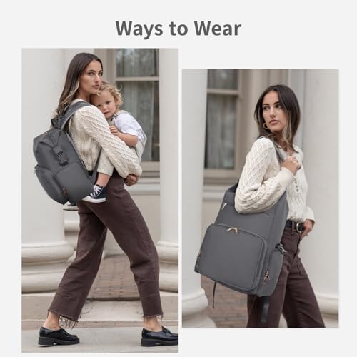 CEI-CEI Neoprene Diaper Bag Backpack Large Newborn Baby Maternity Bags Waterproof Travel Backpack for Mom Dad with Insulated Pockets,Changing Pad - color: Grey
