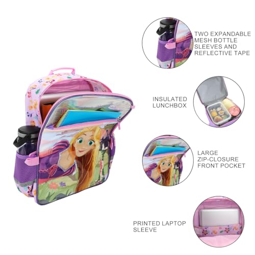 BIOWORLD Girls Tangled Make Your Own Fairy Tale Kids Four-Piece School Backpack (Little Kid/Big Kid) Pink One Size