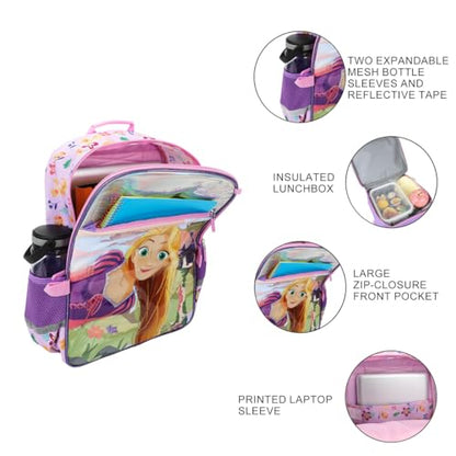 BIOWORLD Girls Tangled Make Your Own Fairy Tale Kids Four-Piece School Backpack (Little Kid/Big Kid) Pink One Size