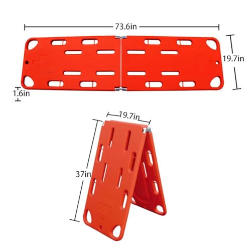 Emergency Spine Board Stretcher with Head Immobilizer and Neck Guard, Foldable Backboard, Water Floating Rescue Stretcher, Lightweight PE Board for First Responders and Use,Two Fold (T