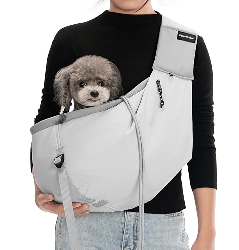 Small Dog Cat Sling Carrier - Soft Lightweight Fabric with Pockets for Shopping Convenience, Safety Harness Clips, Airline Check-in Approved,Comfortable Pet Carrier for Small Dogs Cats (Up to 19 lbs) - color: Grey
