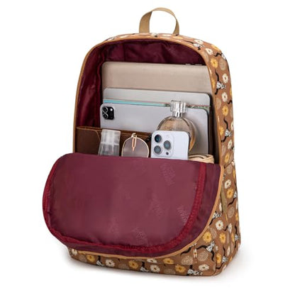 Montana West Backpack for Women Men 2 PCS Lightweight College Bookbags Casual Daypack Backpacks for Commute & Travel - color: Western Brown