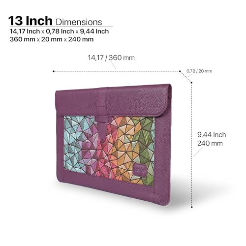 LONDO Leather Sleeve Compatible with MacBook Pro 14 & Air 13-13.3 Inch (M5, M4, M3, M2, M1, Pro, Max) & iPad Pro 12.9, Premium Top Grain Leather Laptop Bag, 2020 to 2026 Models - color: Purple, size: 13-14 inches