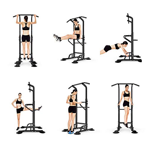 SogesPower Power Tower Pull Up&Dip Station Height Adjustable Strength Training Workout Equipment for Home Gym