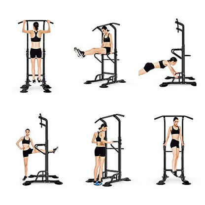 SogesPower Power Tower Pull Up&Dip Station Height Adjustable Strength Training Workout Equipment for Home Gym