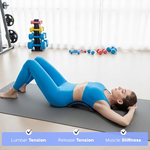 YOLLO Back Stretcher for Lower Back Pain Relief, 4-Level Adjustable Lumbar Support Board, Back Cracker Device with Acupressure Points, Spine Decompression & Posture Correction for Home, Office & Gym