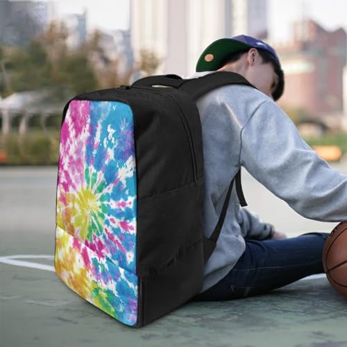 18.5in Basketball Backpack Basketball Bag with Shoe Compartment & Ball Holder, Waterproof Bag for Soccer Volleyball - color: Colorful Round Tie-Dye Print