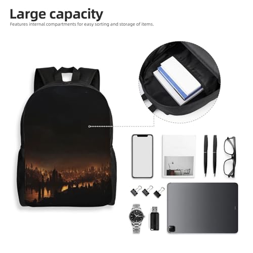 Travel Backpack City in the dark Lightweight Daypack 15 inch Laptop Bag Casual Work Bag for Business Hiking