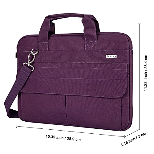LANDICI Laptop Bag Case 15.6 Inch with Shoulder Strap, Slim Waterproof Computer Sleeve Cover Compatible with MacBook Pro 15/16, MacBook Air 15, 15-16 Inch HP Acer Dell Lenovo Laptop, Women, Purple - color: Purple, size: 14-15.6 Inch