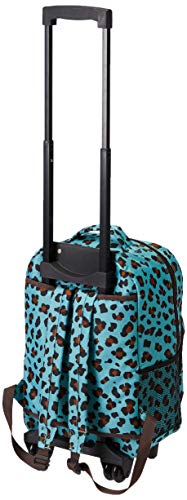 Rockland Double Handle 17" Rolling Backpack, Blue Leopard - color: Blue Leopard, size: One Size