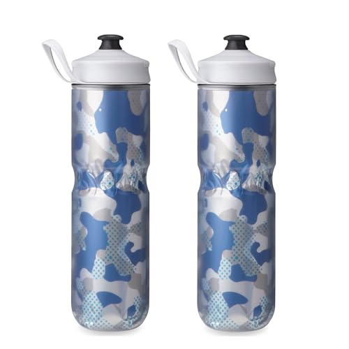 HydraPak | Polar Bottle - Polar Sport Insulated Water Bottle 2-Pack - BPA-Free, Sport & Bike Squeeze Bottle with Handle (Contender Blue, 700ml / 24oz) - color: Contender Blue, style: 24oz/700ml (2-Pack)