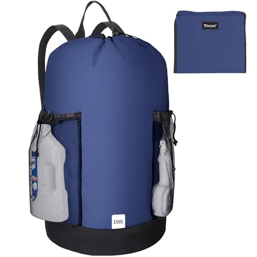 BALEINE 150L Laundry Bag Backpack, 900D Oxford Fabric Large Travel Laundry Bags with Shoulder Straps and 2 Mesh Pockets for College Dorm, Apartment, Laundromat (Navy, 150L) - color: Navy, size: 150L