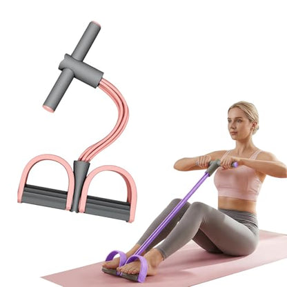 Pedal Resistance Band with Handles, 2026 Upgrade 6-Tube Pedal Resistance Band Multifunction Elastic Yoga Resistance Band for Full Body Workout, Stretching, Waist, Arm, Leg - color: pink