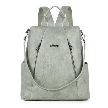 ZOCAI Backpack Purse for Women Medium Anti-Theft Backpacks Purses Design Leather Shoulder Bags with Removable Strap - color: Light Green