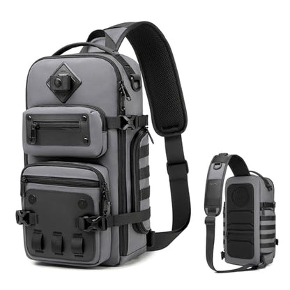 OZUKO Tactical Sling Bags for Men, Waterproof Crossbody Shoulder Backpack，Men's Chest Bags for Travel, Hiking, Everyday Carry - color: Dark Gray
