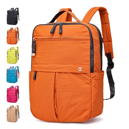 Travel Laptop Backpack for Women, Waterproof Lightweight Daypack with Multiple Pockets, Large Capacity Casual Work Backpack for Daily Use - color: Red Brown